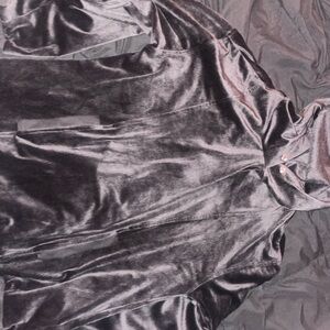 Black ribbed velvet hoodie